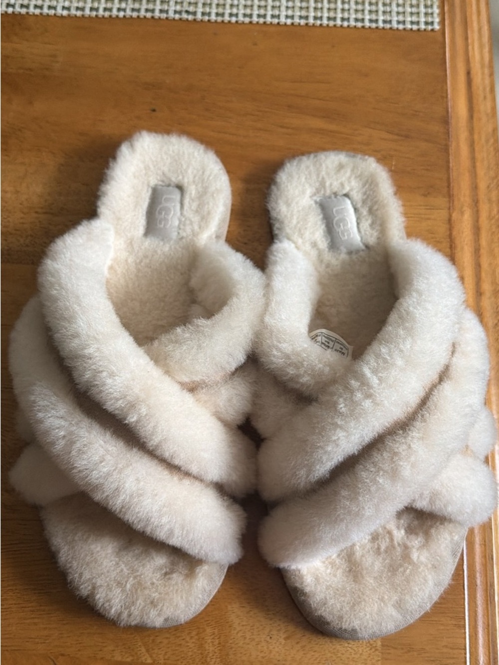 UGG Cozy Crisscross Shearling Slide - Cream